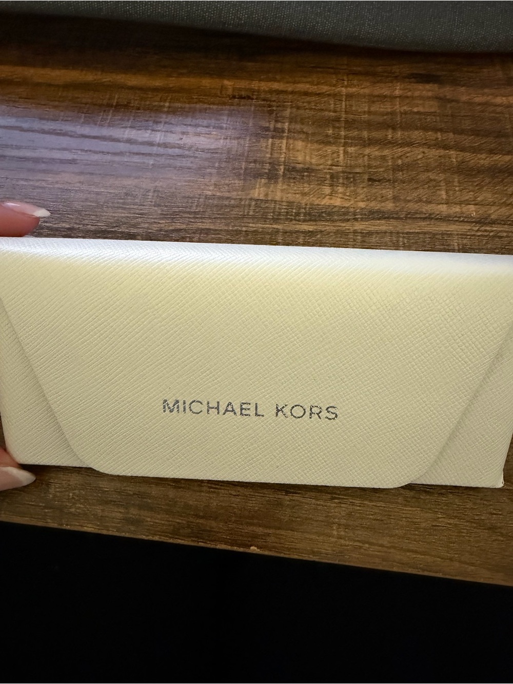 Michael Kors Cream Eyewear Case with Silver Logo